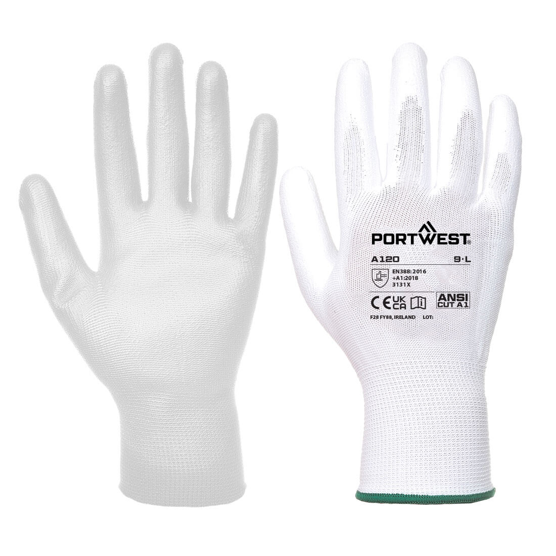 Guanto poliestere bianco tg.10con palmo in poliure Guanto poliestere bianco tg.10con palmo in poliure