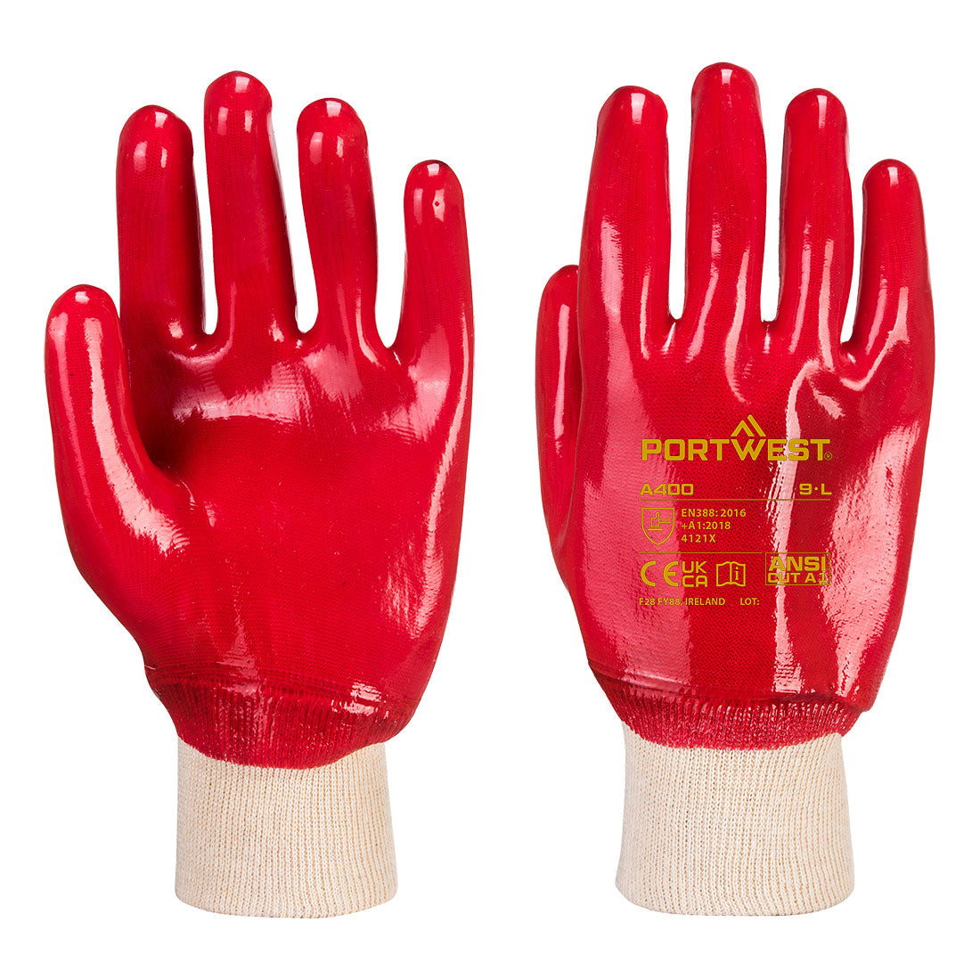 Guanti da lavoro PVC Rossi, 10/XL - Protezione personale
