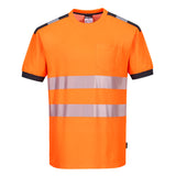 T-Shirt manica corta PW3 Alta Visibilità Colore arancio grigio