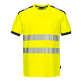 T-Shirt manica corta PW3 Alta Visibilità Colore giallo grigio